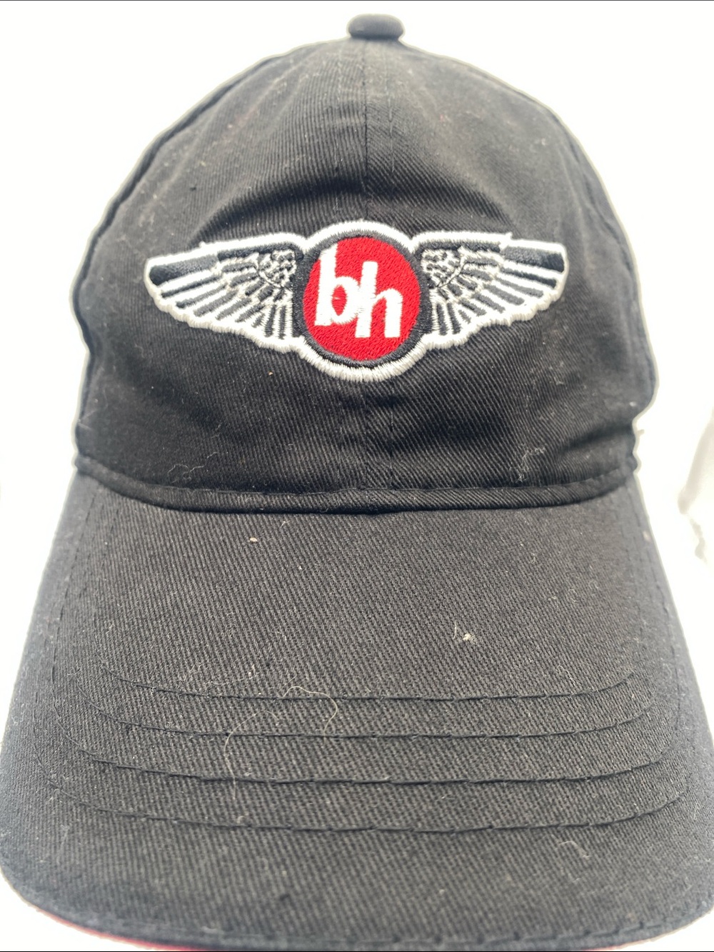 BH Helicopter Training Academy Black Baseball Cap with Winged 'bh' Red Emblem